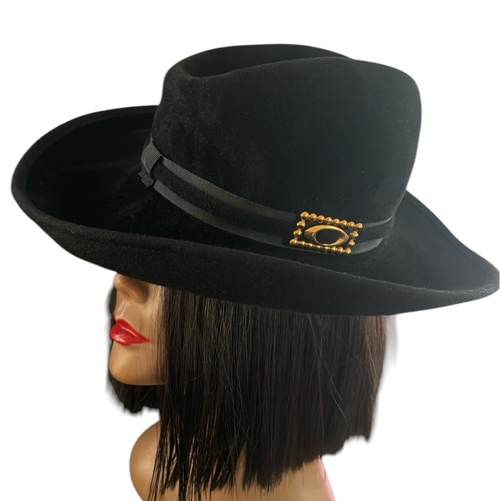 Vintage 70s Black Felt Fur Fedora Hat
